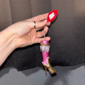Ashland Pink and Gold Boot Ornament